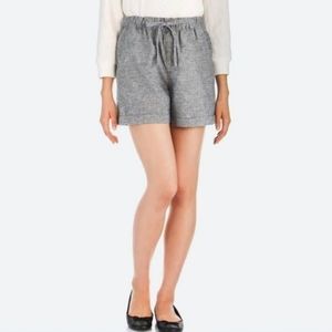 Linen & Cotton Paperbag Cuffed Summer Shorts